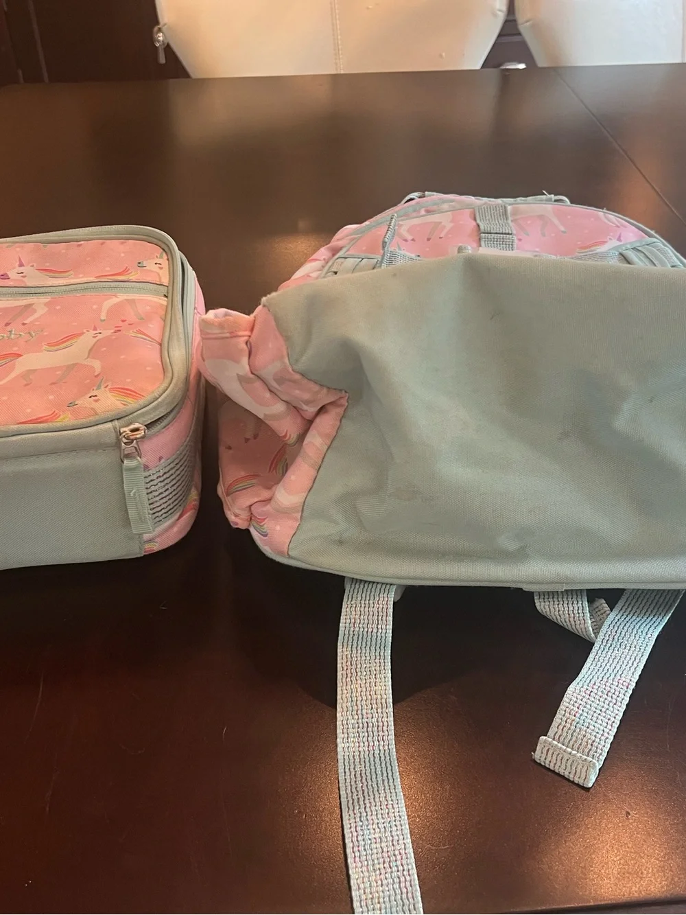 Pottery Barn Kids Pink Unicorn Backpack with Mint Trim